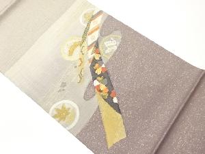 丸・斜線に草花模様織出し袋帯